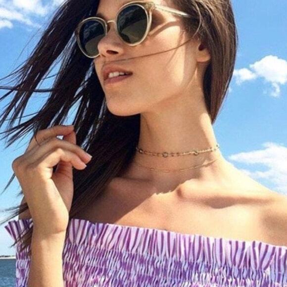 ela ray Diana Satellite Choker Necklace Pink Opal Pyrite 12" - Picture 2 of 5